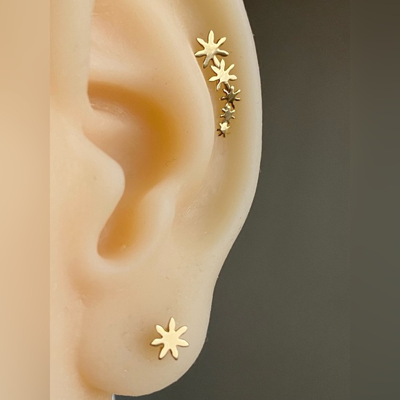 10k Solid Gold Earrings / Gold Piercing Stud Earrings / Waterproof Earrings - Picture 7 of 14